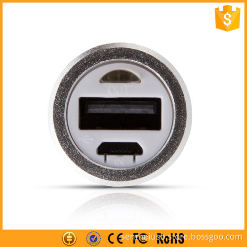 Round cylinder shape metal led power bank 2600mah for smart phone